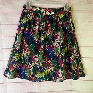 J. Crew Floral Skirt Multicolor‎ Lined Pocket Skirt Size 0